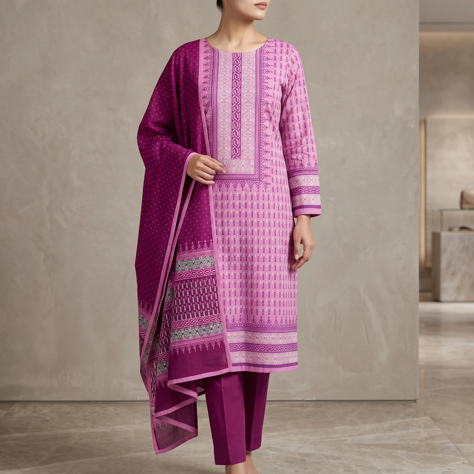 New Exclushive Collection High Qualitiey Cotton Printed Three Piece