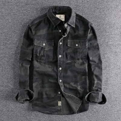 Full sleeves double pocket kemo printed Shirt