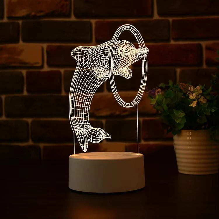 GearUP Acrylic Multicolor Night Lamp White (Dolphin) – 20 pcs