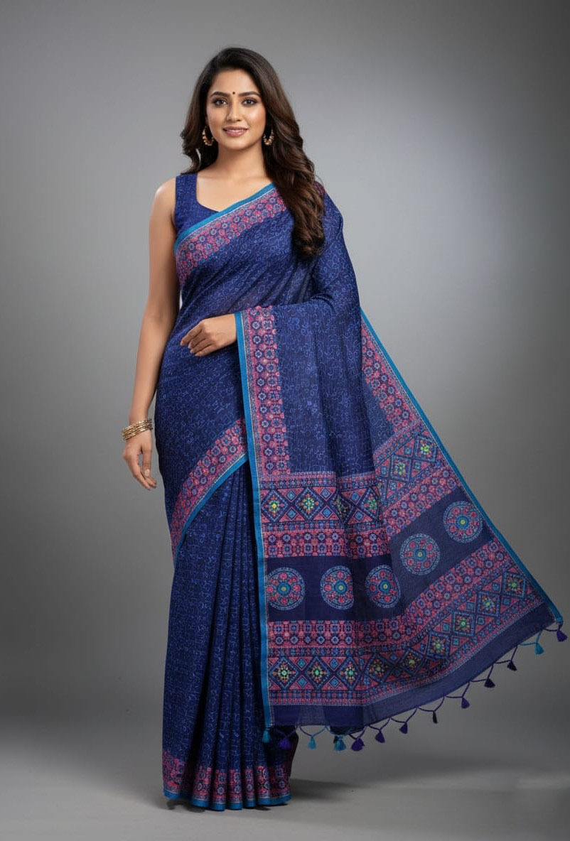 Premium Silk Boutique Skin Print Shari