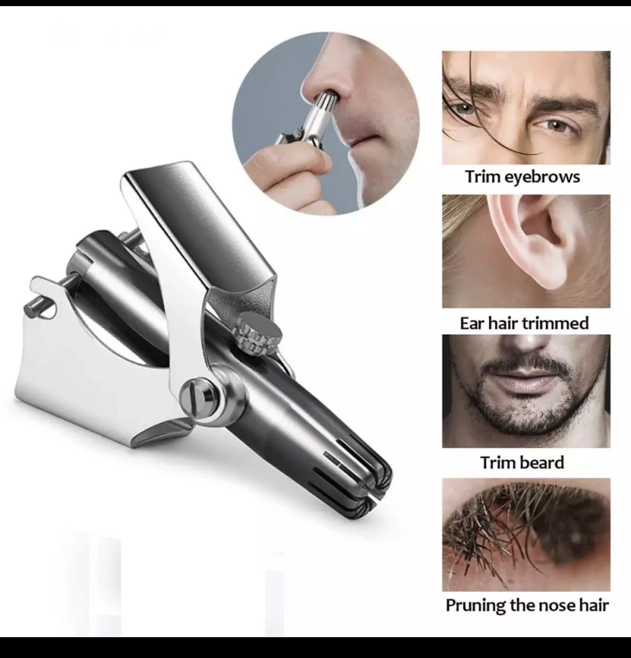 Men's Nose Hair Trimmer Stainless Steel Manual Trimmer Suitable For Nose Hair Razor Washable Portable Nose Hair Trimmer