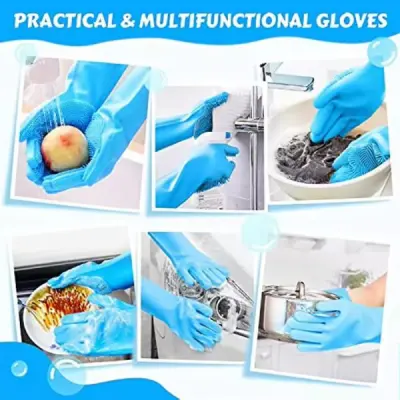 2Pcs Magic Silicone Dish Washing Gloves(2Pcs)