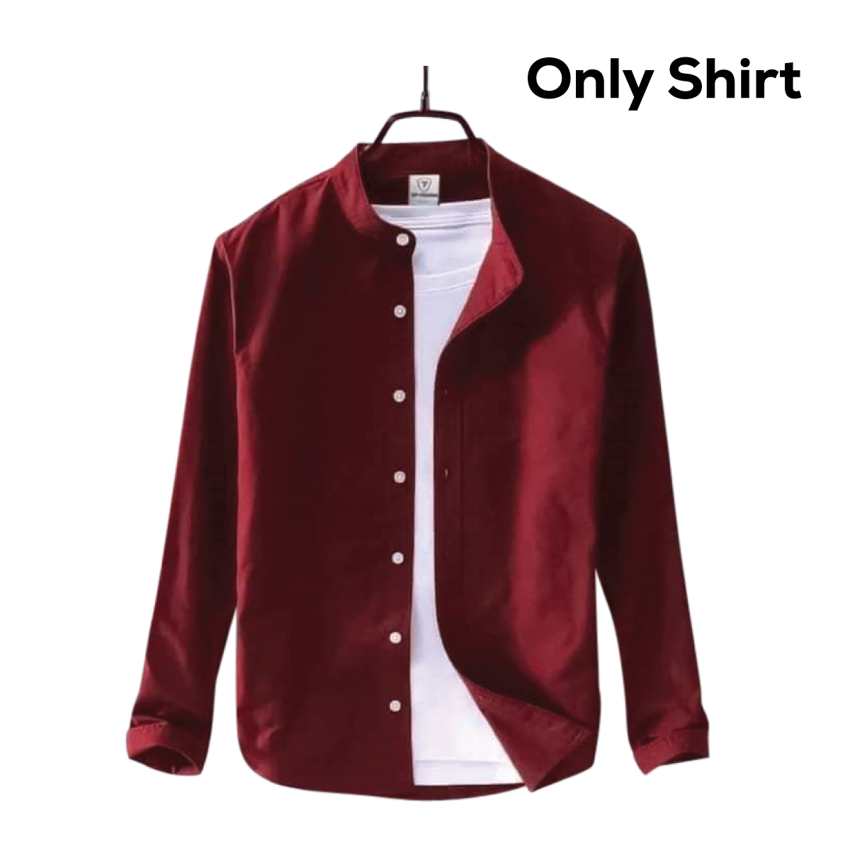 Men's Solid Colour Ban color Shirt (Light Maroon)